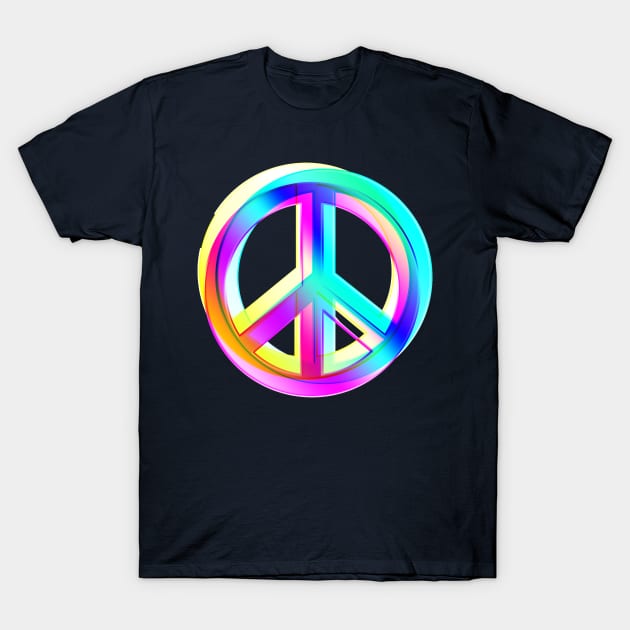 Neon Colored Crossed PEACE signs T-Shirt by EDDArt